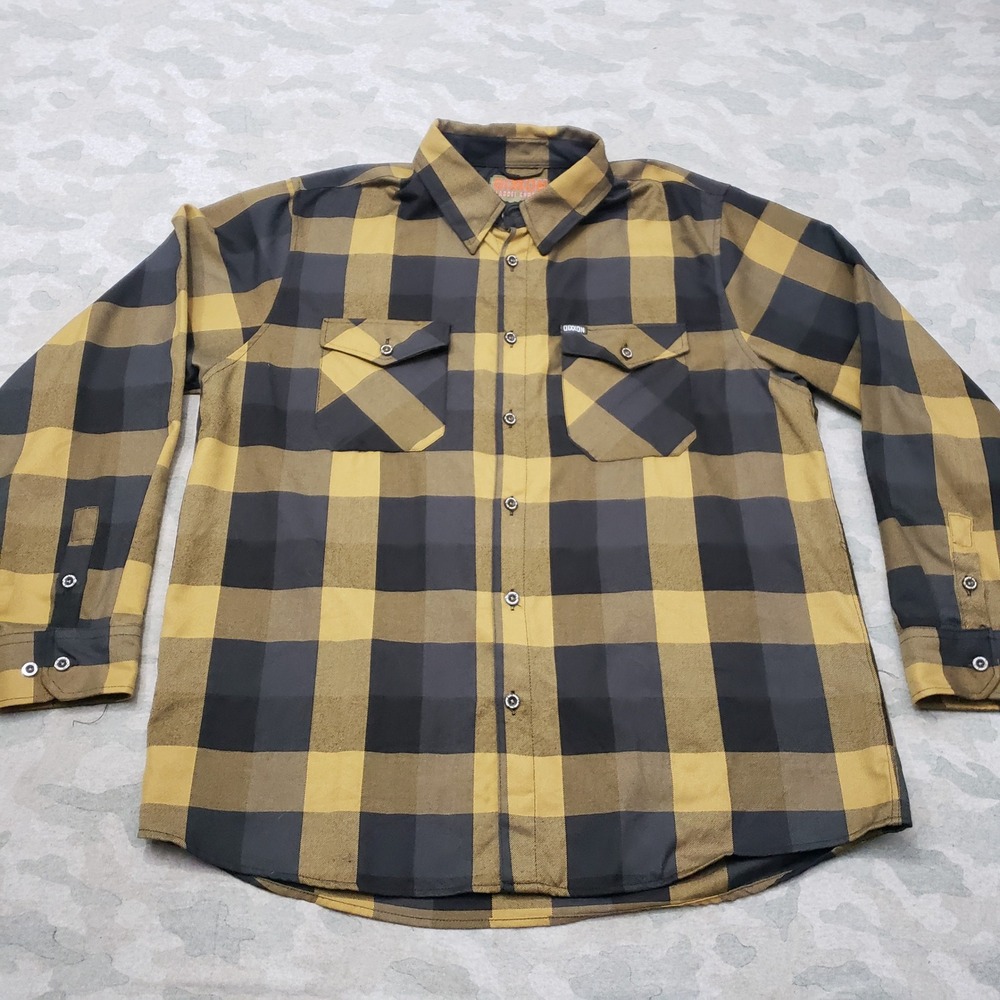 Dixxon Flannel Shirt Mens 2XL Tan Plaid The Journey D-Tech Long Sleeve Button Up